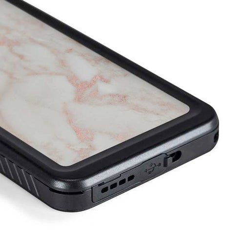 Rose Gold Marble Galaxy S24 Waterproof Case